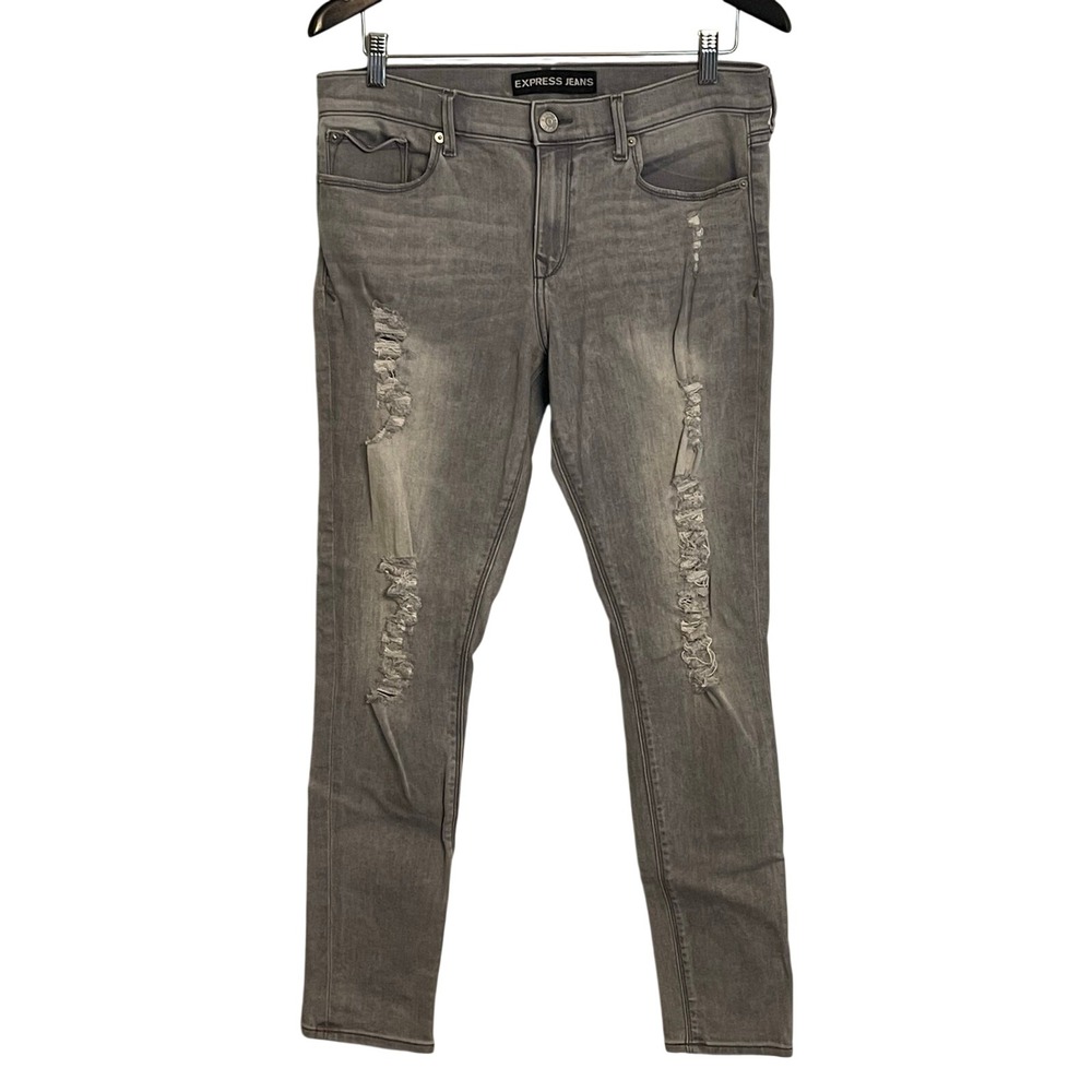 Express Women's Jeans Distressed Gray Skinny Size 10